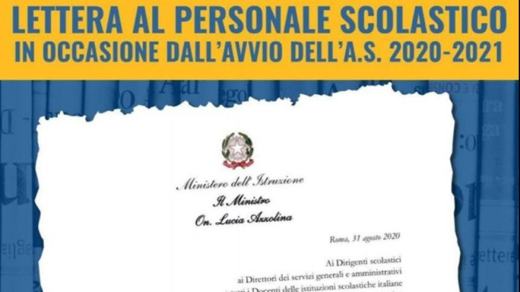 Lettera della Ministra dell' Istruzione Lucia Azzolina al personale scolastico per avvio a.s. 2020/2